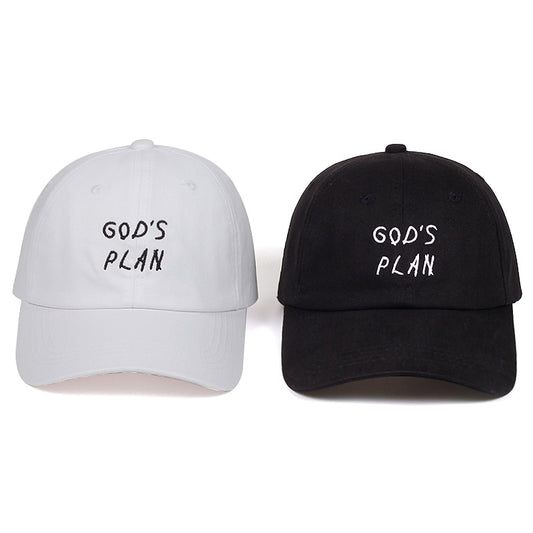 Drake Cotton Material 'GOD'S PLAN' Caps (White and Black, Adjustable) - Motherlode Merch